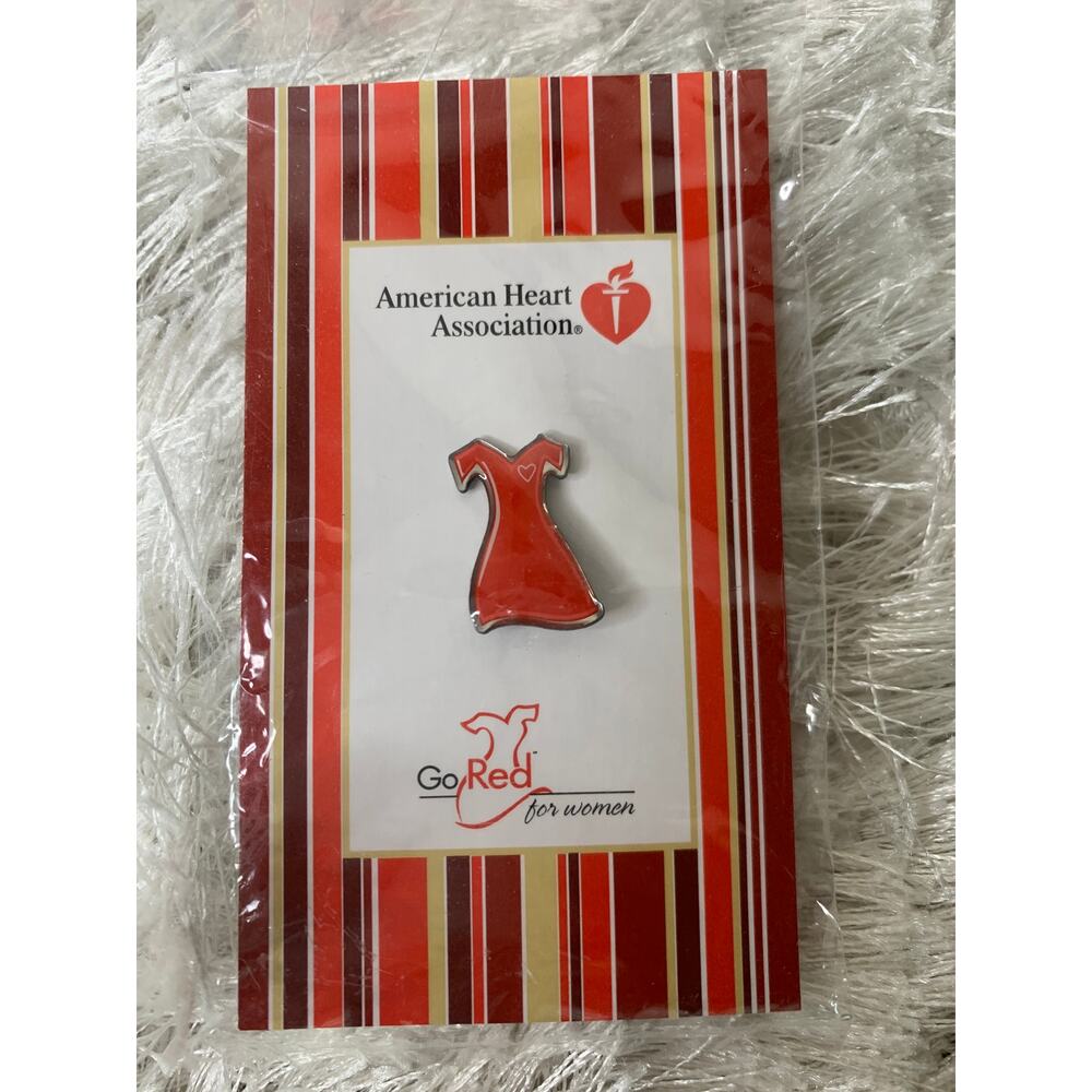 New in Package American Heart Association Red Dress Pin 3/4" Long
